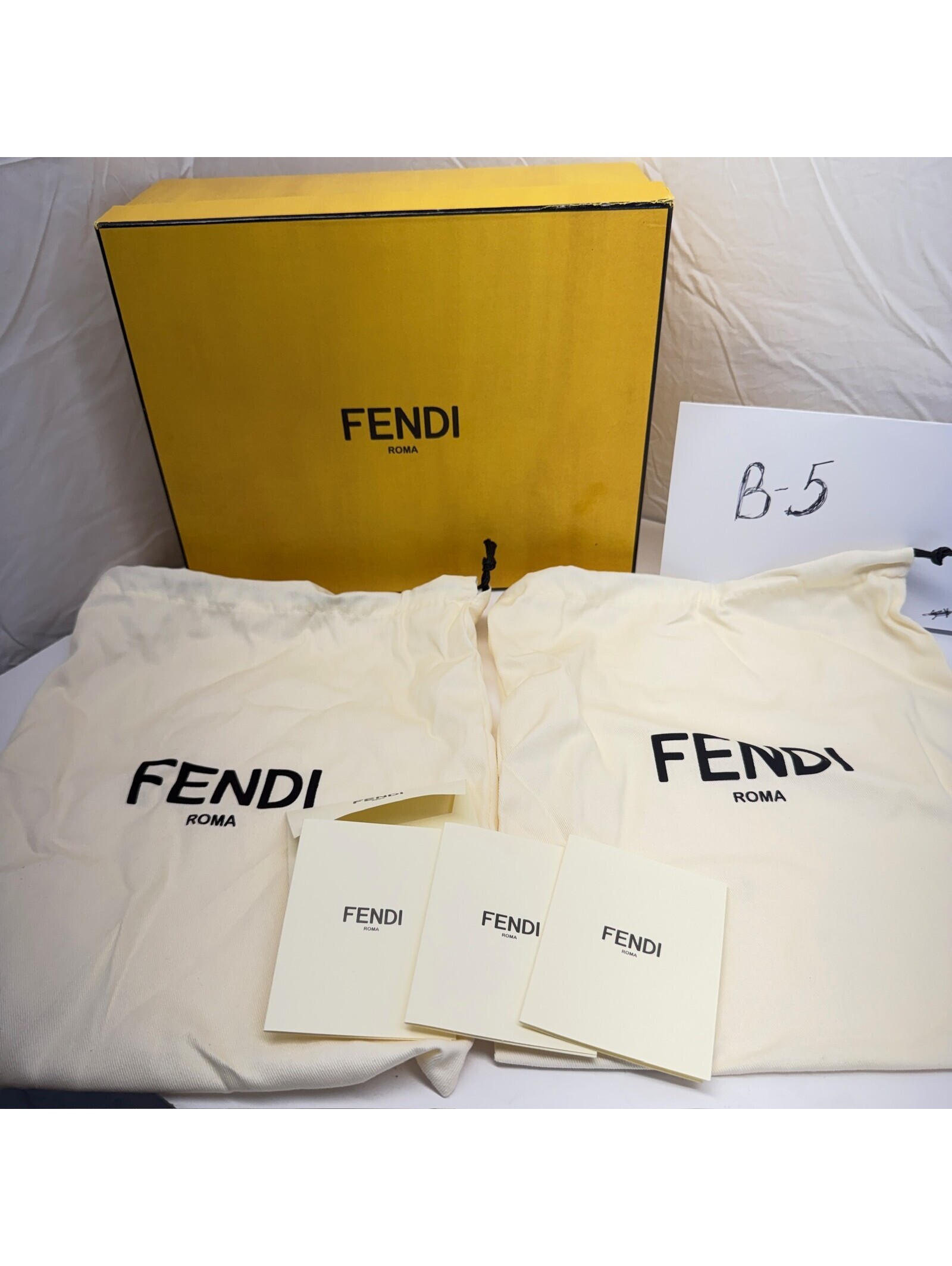 Fendi Luxury Shoe Box Dust Bags & Cards Set Storage Location Number: B-5